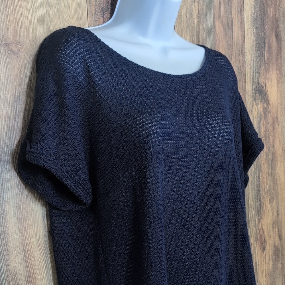 a.n.a Blue Short Sleeve Knit Top XL              D242